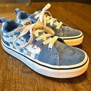 Vans Kids Old Skool Blue and White Checkered